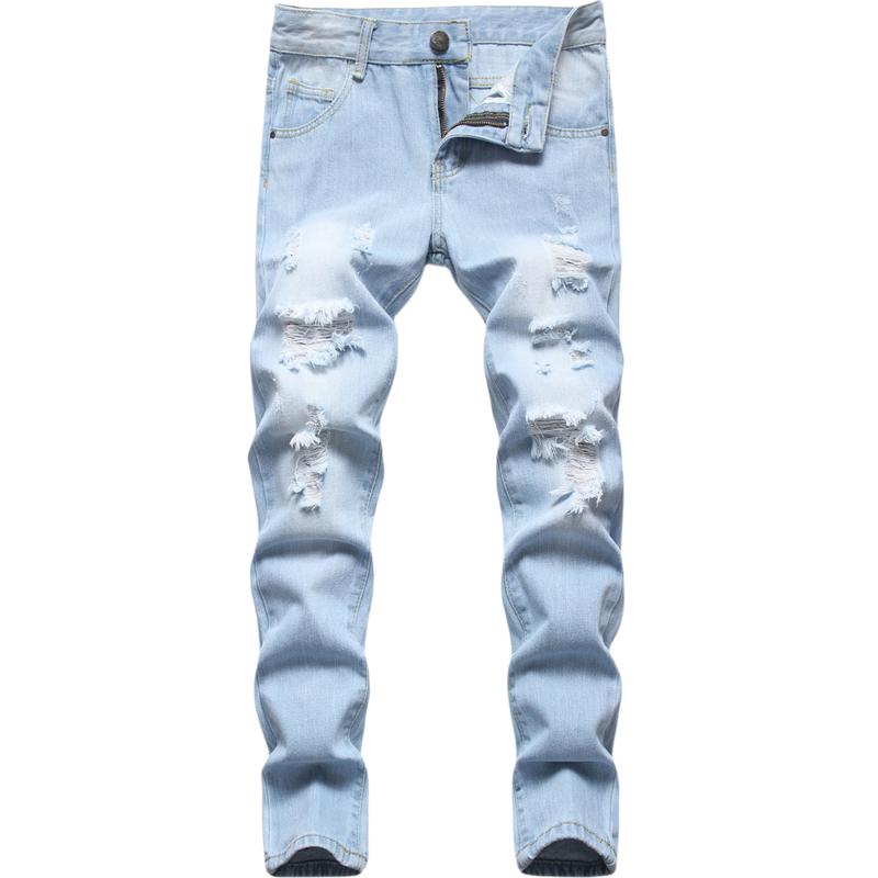 Boy's Skinny Fit Ripped Destroyed Distressed Fashion Kids Denim Pants Jeans