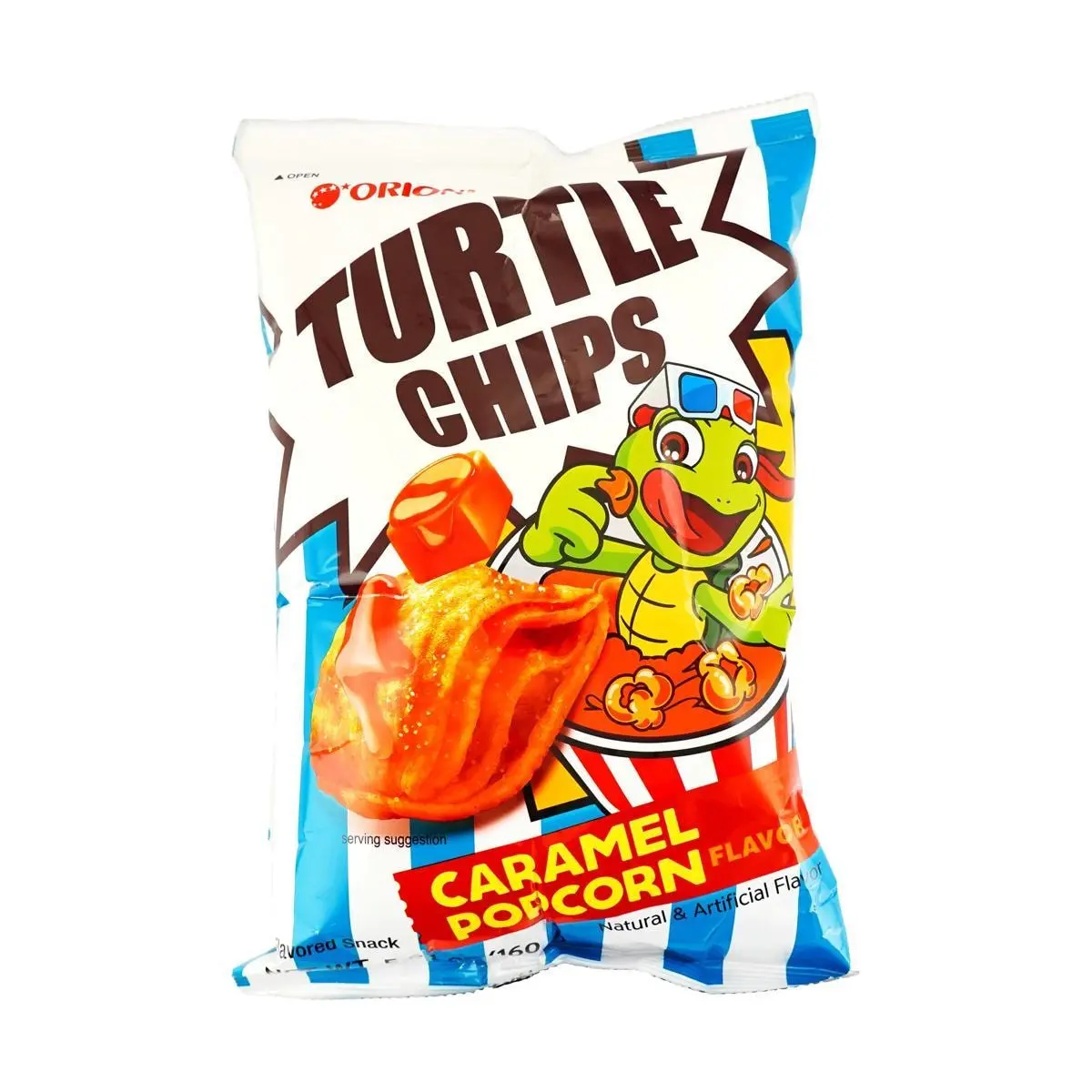 ORION Turtle Chips Caramel Popcorn Flavor - Korean Snack, 160g Family Pack