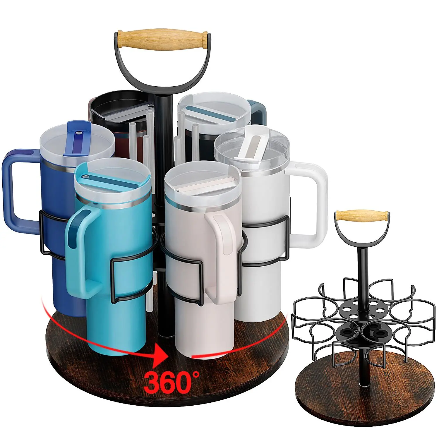 360° Rotatable Cup Holder, Cup Storage Rack with Handle, Kitchen Cup Organizer, Kitchen Storage Organizer, Kitchen Accessories
