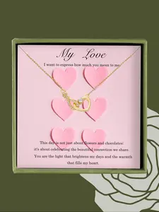 Women's Elegant Infinity Symbol & Heart Design Pendant Necklace, Exquisite Trendy Artificial Zircon Decor Pendant Necklace, Chic Jewelry As Gift for Girlfriend