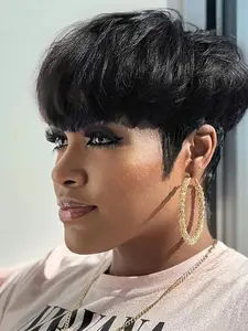 Pixie cut Straight Human Hair Short Wig Human Hair for Women Wig Pixie Wigs For Daily Use