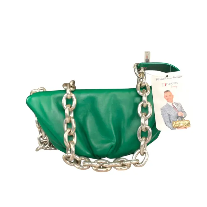 Pre-owned Bottega Veneta Leather Belt Bags Dumpling Green Nappa SHW Chain Sling Bum Belt Bag