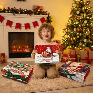 5-Piece Foldable Magnetic Christmas Decoration Gift Box Set, Bow Packaging for Quiet Night Party, Single Lid Flip-Open Design