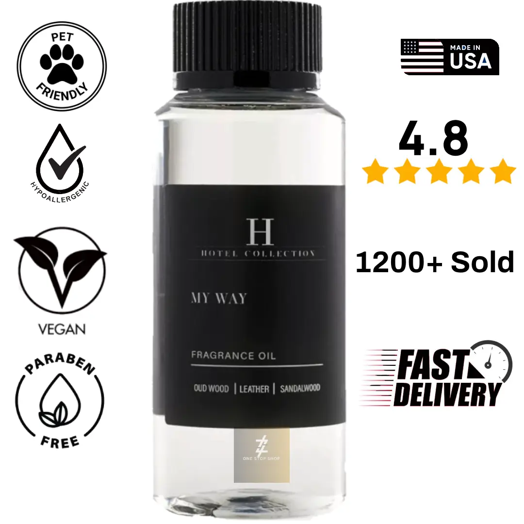 Hotel Collection My Way Essential Oil Scent - Luxury Hotel Inspired Aromatherapy Scent Diffuser Oil - Lush Sandalwood, Warm Virginia Cedar, and Beautiful Iris - Vegan, Hypoallergenic, Paraben-Free - 120mL Fragrance Freshener Scented Bottle Perfume