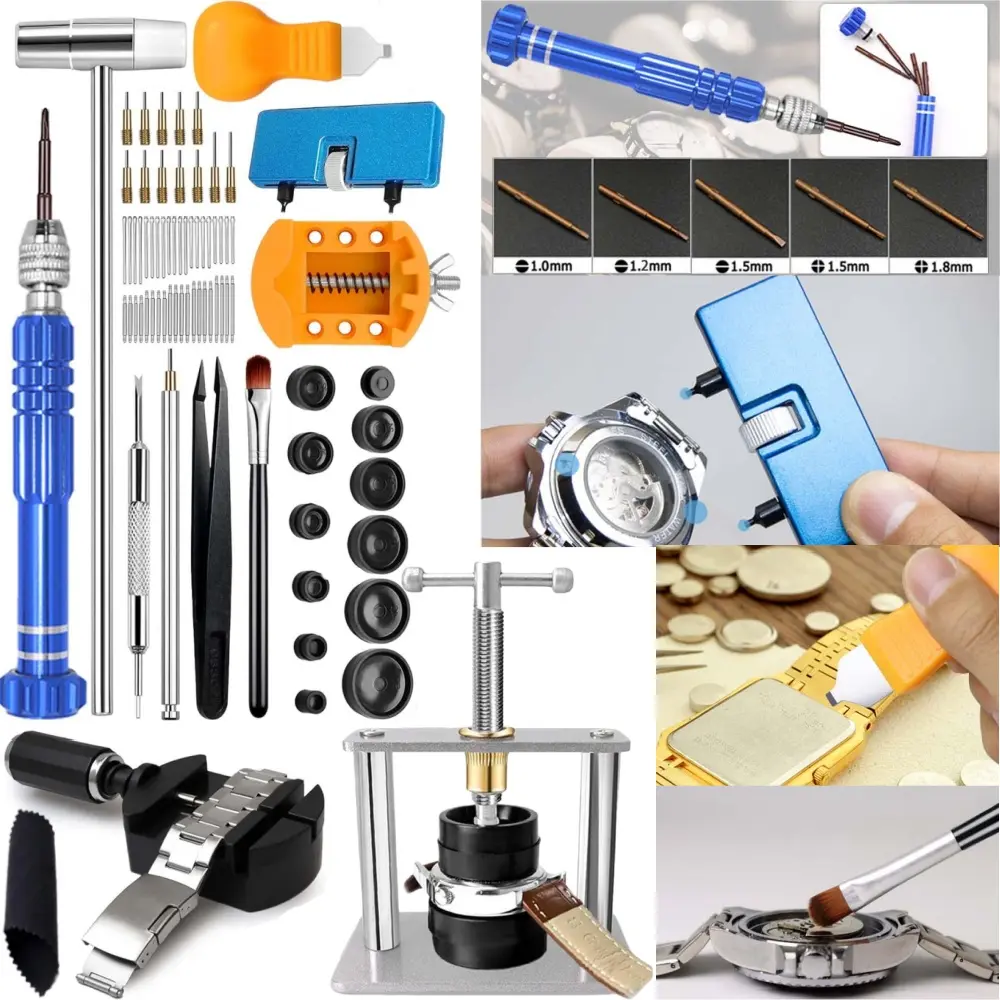 Professional Watch Repair Functional Kit with Metal Tools - Wrench Cover Opener, Case Back Opener, Screwdriver, Spring Bar Tool for Battery Replacement, Link Removal