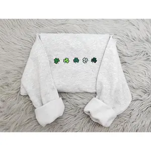Cute Mini Shamrocks Embroidered Crewneck Sweatshirt - St Patrick's Day Crewneck - Irish Shamrock - Gift For her - Cute Crewneck