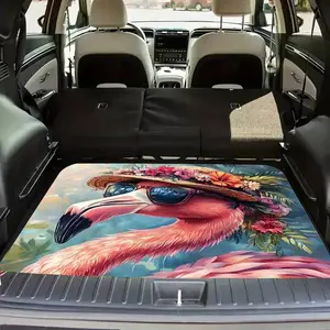 1pc Flamingo trunk mat - Anti-Slip Waterproof Easy-Clean Car Cargo Liner with Floral design, All-Season SUV/Sedan Trunk Protector, Car Accessory - Perfect Birthday/Valentine's/Gift for Women & Nature Lovers