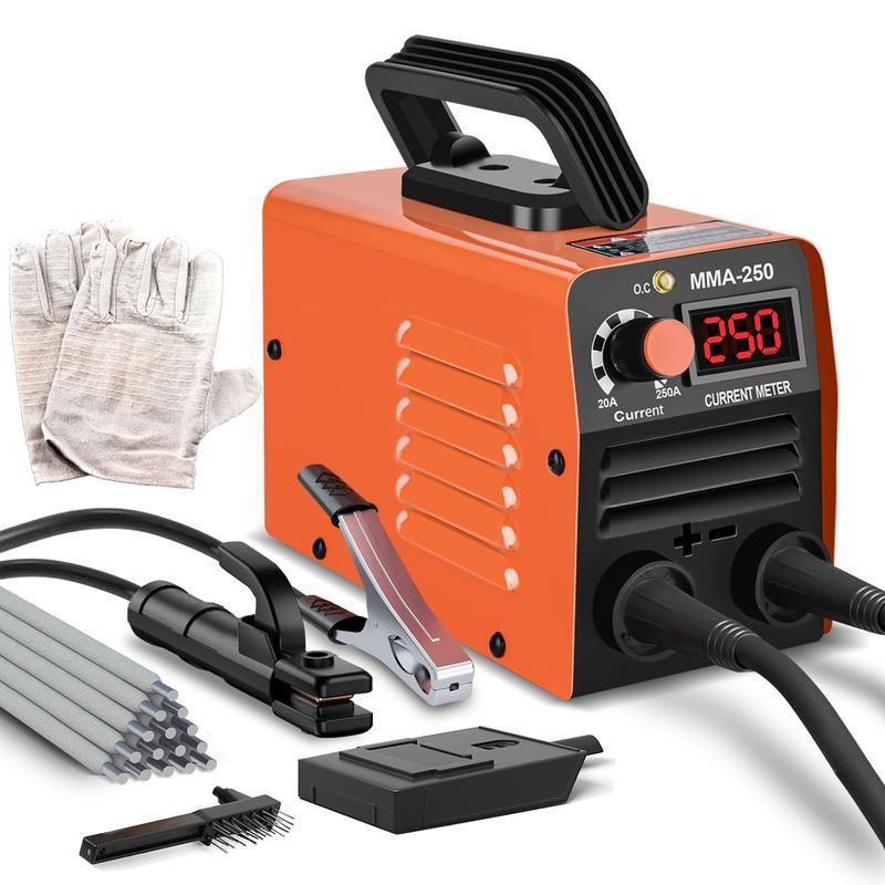 GNIWELDER Super Mini Stick Welder Machine,110V 250A ARC Portable MMA Welding Machine for Beginners,Welding Machine with 10pcs Welding Rod Tools,IGBT Inverter Welder,Hot Start Arc Force Anti-stick (Orange)