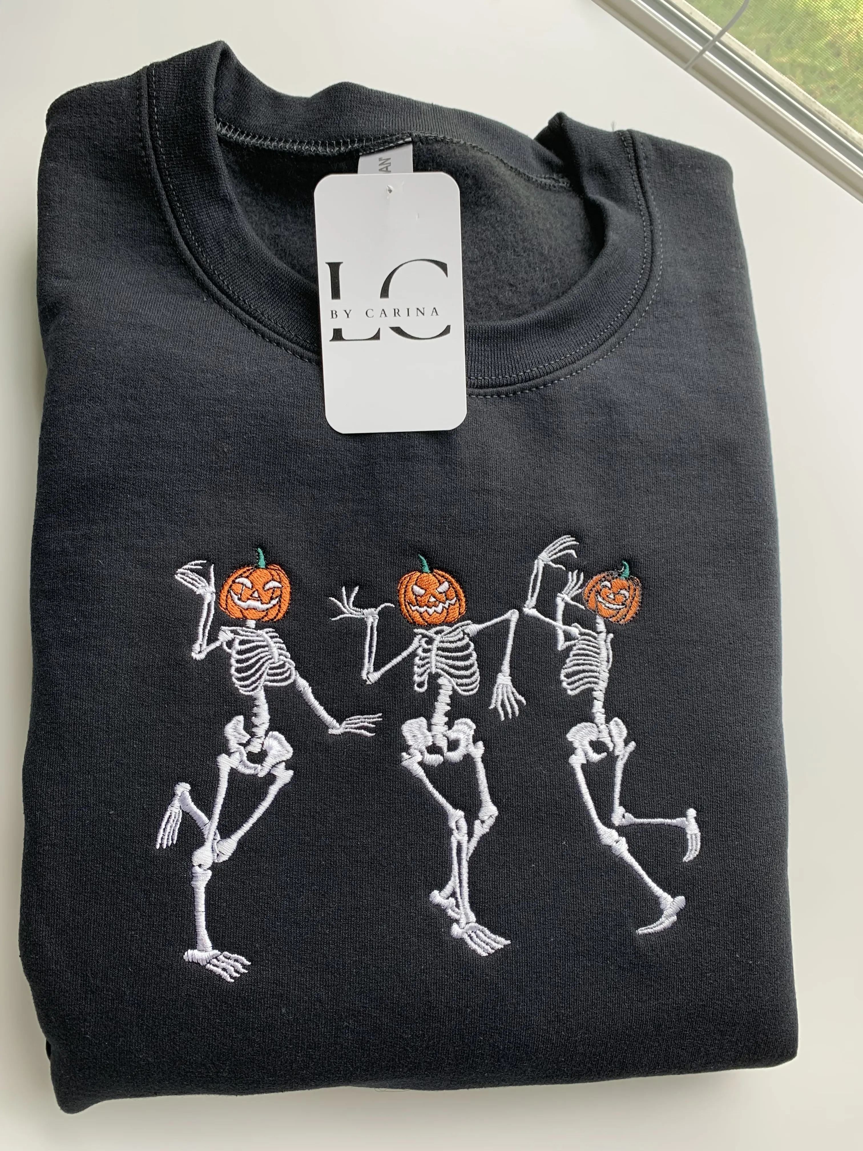 Dancing Skeletons Embroidered Sweatshirt | Halloween Skeleton Shirt | Cozy Fall Sweatshirt | Spooky Season Apparel | Fun Halloween Gift | Unisex Sweatshirt