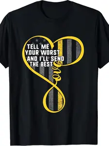 911 Dispatcher "Tell Me Your Worst I'll Send The Best" First Responder T-Shirt - USA Flag & EMT/Dispatcher Badge Design Soft Breathable 220gsm Heavyweight Unisex Vintage Graphic Tee for Men & Women All-Season Casual Wear Machine Washable