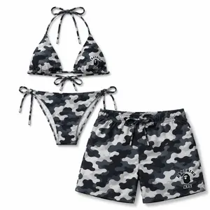 Black Camo Matching Couple Swimwear Set 2026 – Viral Bikini & Men’s Swim Shorts, Trendy Beach Vacation Gift for Couples
