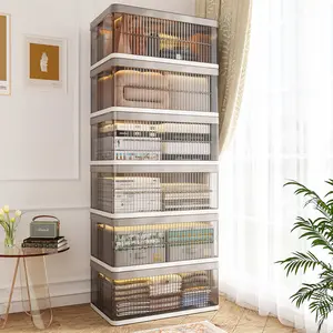 RaybeeFurniture 1–5 Tier Clear Plastic Storage Bins with Lids, Foldable & Stackable Collapsible Storage Boxes, Dustproof Organizer Bins for Closet, Pantry, Bedroom, Living Room, Apartment, Dorm, Space Saving Organization Solutions for Home Furniture