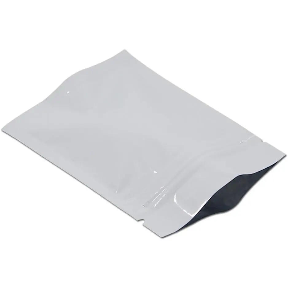 Mylar Bags for Zip  Small  Foil Lock Package Bag Candy DIY  Coffee Nut  Long Term Storage Zipper Lock Packaging Bag with  Notch (White, 2.3x3.1 inch)