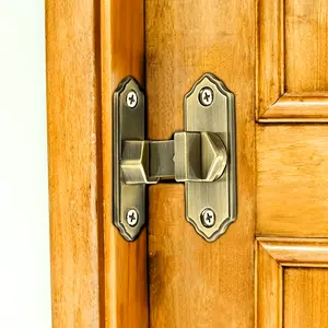 1pc Antique Brass Door Latch, No Drill Security Lock for Wooden And Hotel Doors, Easy Installation, Home Security Hardware