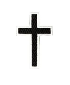 Christian Cross patch embroidered White Black and Black Biker Christian Cross patch embroidered White Black and Black Biker