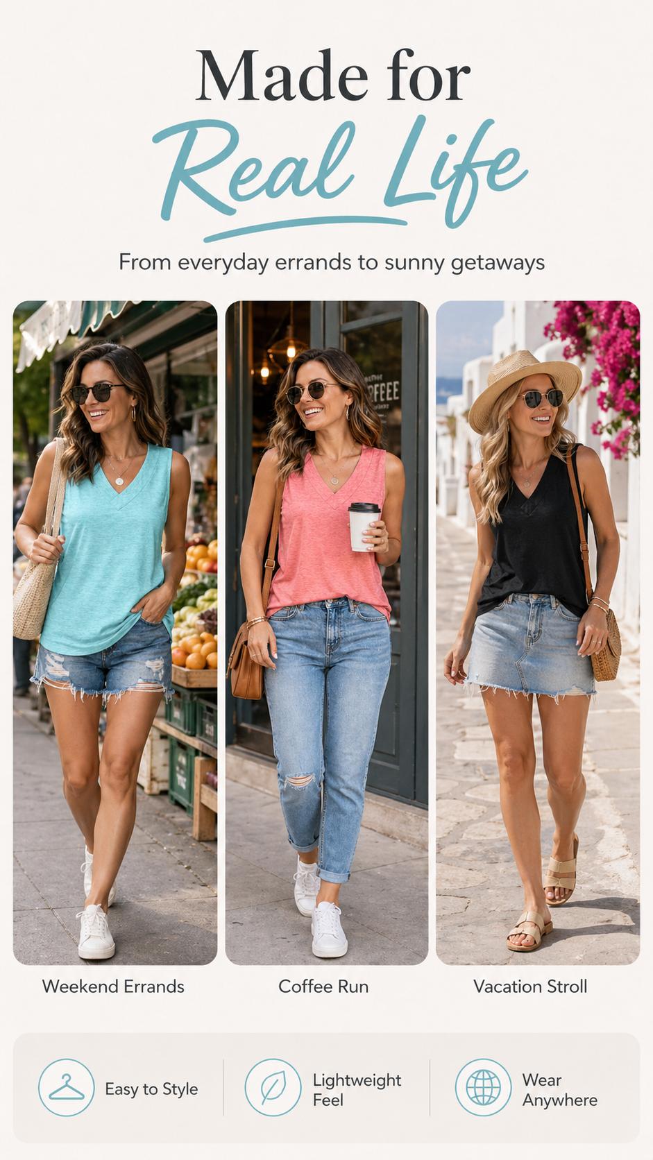 WIHOLL Tank Tops for Women Summer V Neck T Shirts Trendy Sleeveless Basic Tee Loose Fit 2025 Fashion WIHOLL Tank Tops for Women Summer V Neck T Shirts Trendy Sleeveless Basic Tee Loose Fit 2025 Fashion