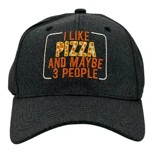 I Like Pizza and Maybe 3 People Hat Funny Sarcastic Food Graphic Novelty Cap Funny Hats Introvert  Funny Food  Novelty Caps for Men Black - Standard