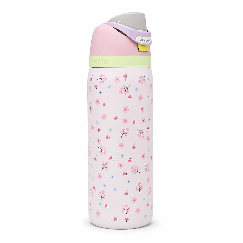 Owala FreeSip Spring Blossom Stainless Steel Water Bottle – Blush Pink Floral Insulated Bottle with Built-In Straw