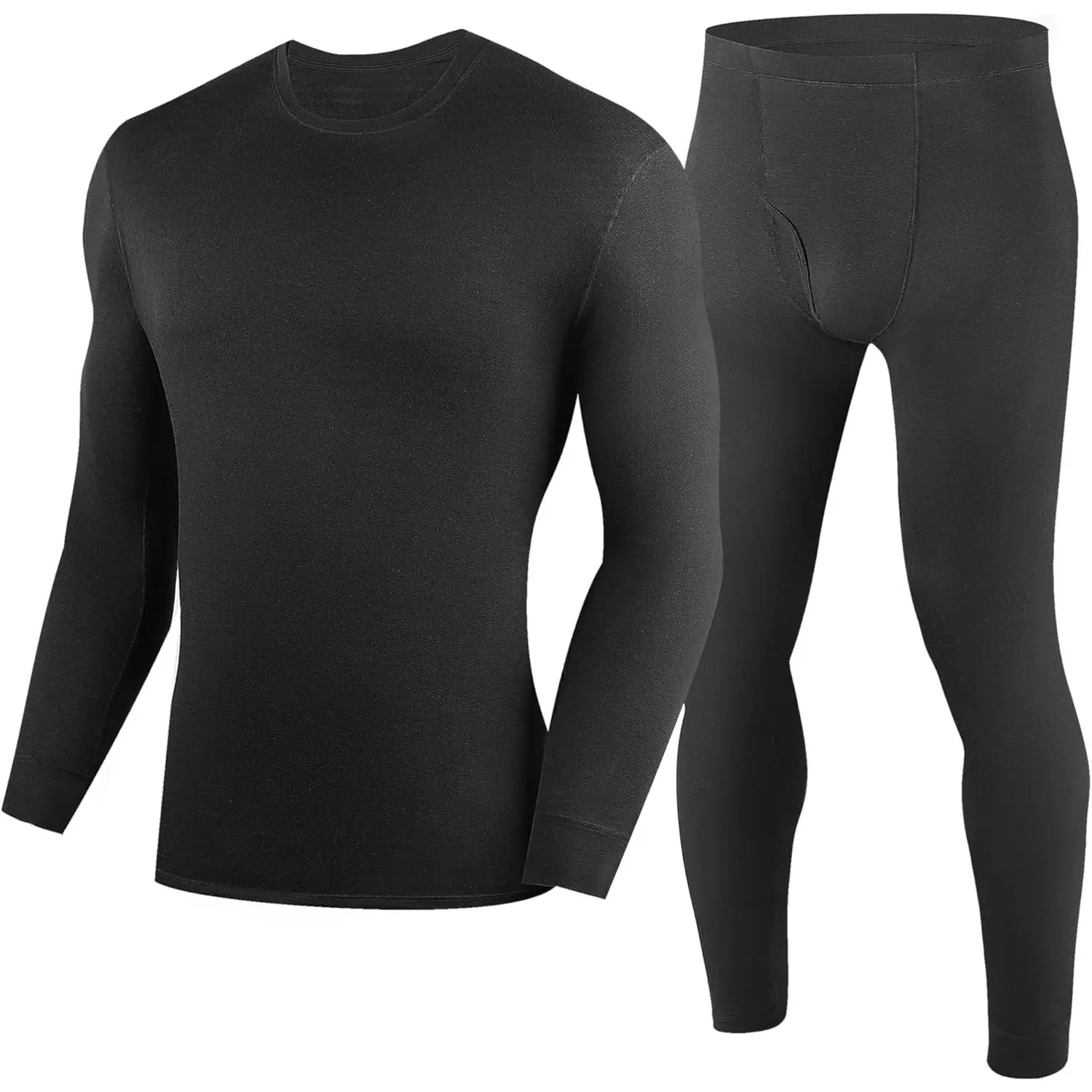 Men's Thermal Base Layer Set | 100% Merino Wool Long Sleeve Shirt & Pants | Smooth Activewear for Winter Sports & Fitness, Fabric, Top, Soft, Hunting, Ski, Menswear, Sleeved, Long Sleeves