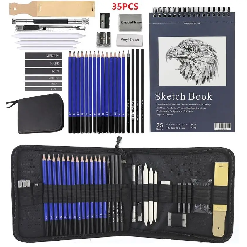 35pcsset Sketch Pencil Set Professional Art Painting Set With Storage Bag Art Painting Tools For Students Painting Enthusiasts