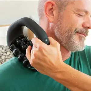 Handheld Electric Muscle Relaxer Massage Roller, Relief Roller, 3-Stage Intensity Adjustment, Ergonomic Fascia Release Tool, Multifunctional Home Fitness Shoulder Neck Leg Massager