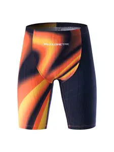 MY KILOMETRE Boys' Jammer Swimsuit with Drawstring Training Swimwear for Kids Endurance Boys Youth Swim Shorts Kids Swimsuit Dark red Orange Maximum resistance to chlorinated water Remain Durable Throughout Use Quick drying
