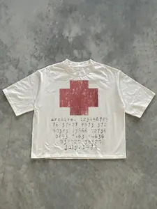 Men's Loose Fit Fashion Print T-Shirt, Cross Pattern, Casual Daily Wear, Unisex, Youth College Street Style Streetwear, All Seasons Top, Menswear