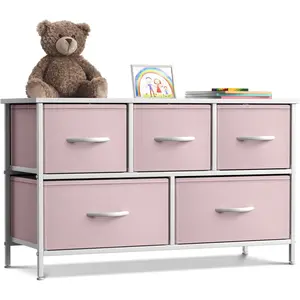 Sorbus 5-Drawer Dresser - Lightweight Design, Foldable Fabric Drawers (Pastel Colors)