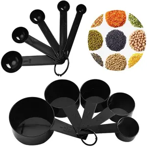10-Piece Plastic Measuring Cups Set, Kitchen Baking & Cooking Tools, Food Measuring Tool, Ten-Piece Plastic Measuring Spoons Set with Graduated Spoon Utensils