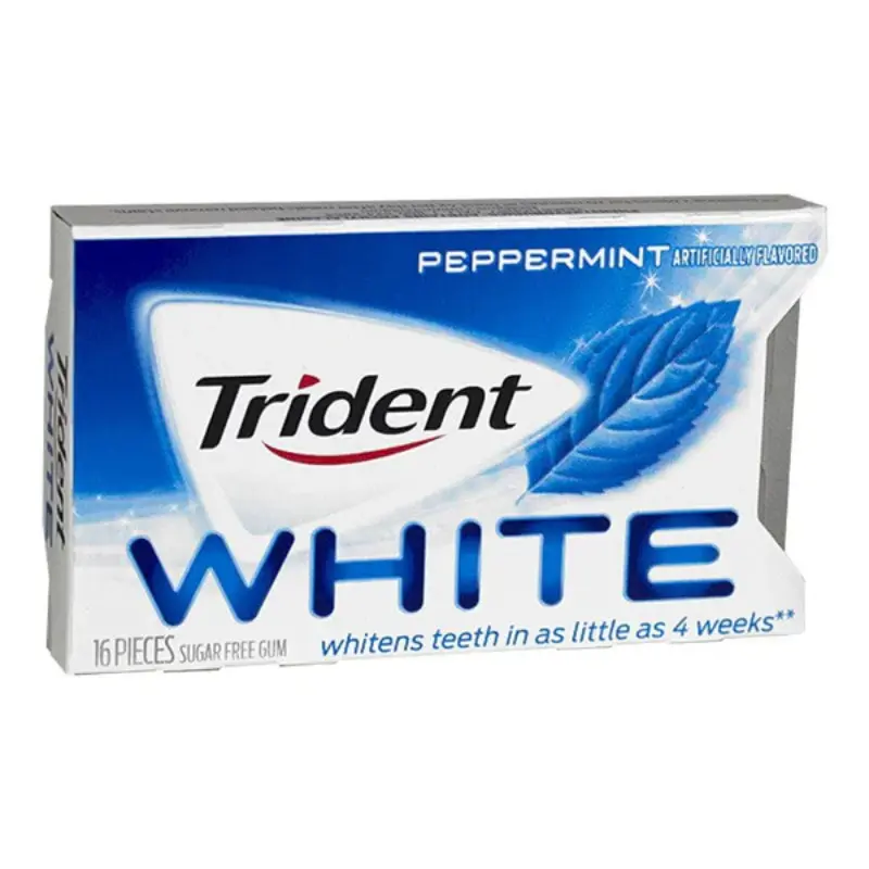 Trident White Peppermint Flavor Sugar-Free Chewing Gum - 5 Pack, 16ct Each, Pocket-Sized Fresh Breath Snack Candy