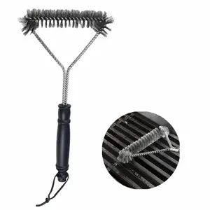 BBQ Bristles Grill Brush 12 Inch Heavy Duty Stainless Steel, Y Shape BBQ Brush with Long Handle & Extra Wide Head - Grill Cleaning Too