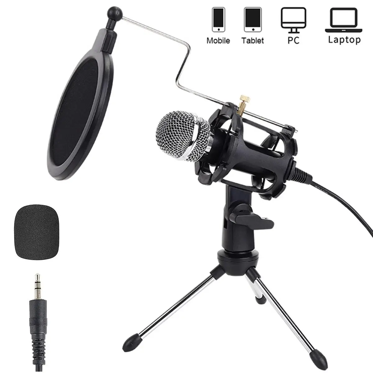 Condenser Microphone Recording 3.5mm Plug&Play