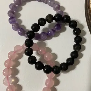Amethyst, rose quartz, obsidian bracelet Amethyst, rose quartz, obsidian bracelet