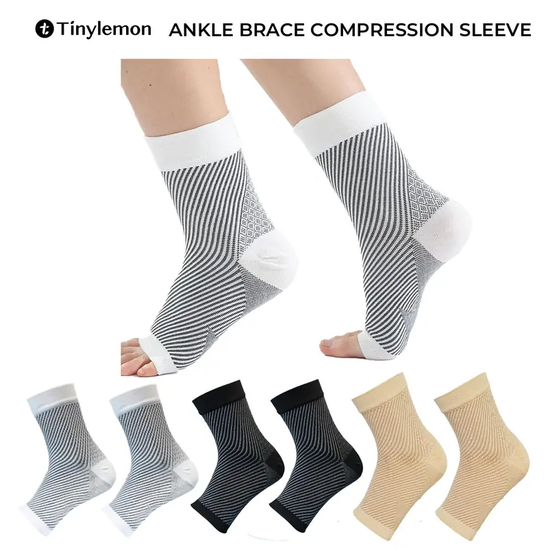 Tinylemon 2 Pack Ankle Brace Compression Sleeve 8-15 mmHg Open Toe Сompression Socks Women&Men for Swelling,Plantar Fasciitis Edema Relief Injury Support