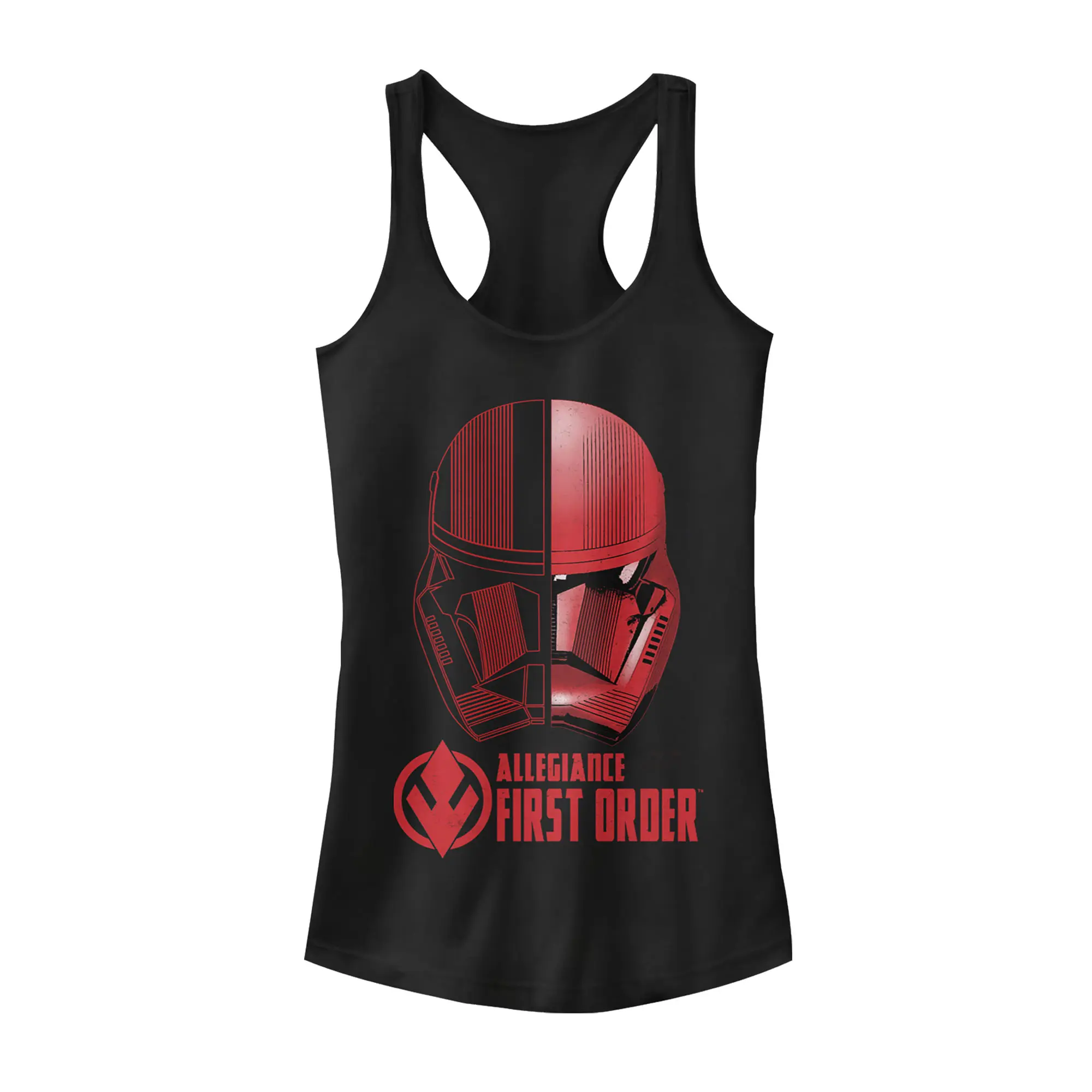 Juniors Womens Star Wars: The Rise of Skywalker Sith Trooper Dual Helmet Racerback Tank Top
