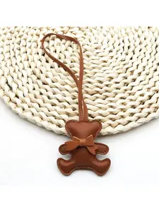 Cute PU Leather Bear Bag Charm, Soft Plush Stuffed Bag Pendant, Lovely Fashion Accessories for Bags & Keys, Fashion Bag Charms