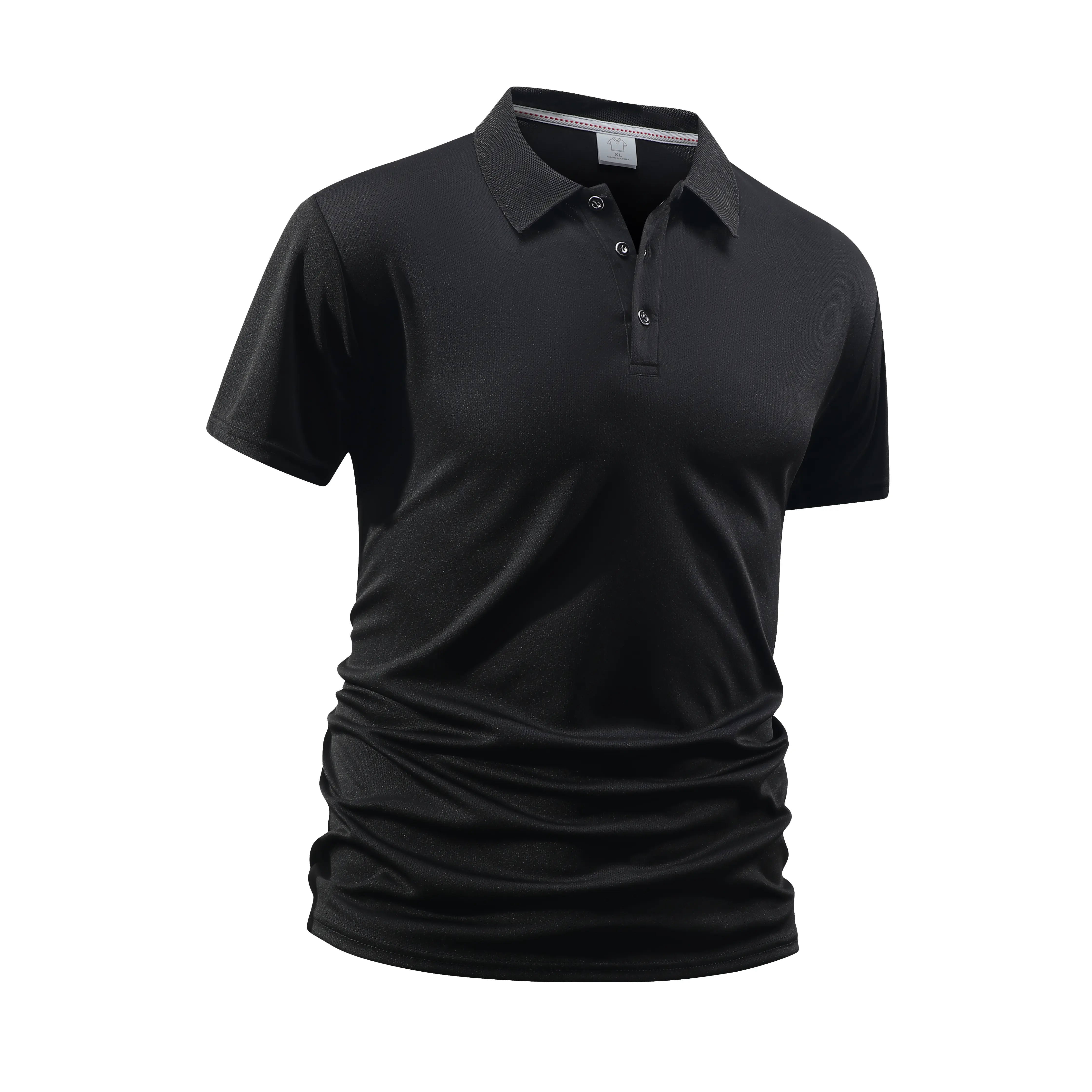 Men’s Summer Turn-Down Collar Short-Sleeve Polo Shirt, Quick-Dry Breathable Ice Silk Fabric, Stiffening Wrinkle-Resistant Finish, Suitable for Business Commuting, Everyday Casual Wear, Sports & Fitness Streetwear Shortsleeve
