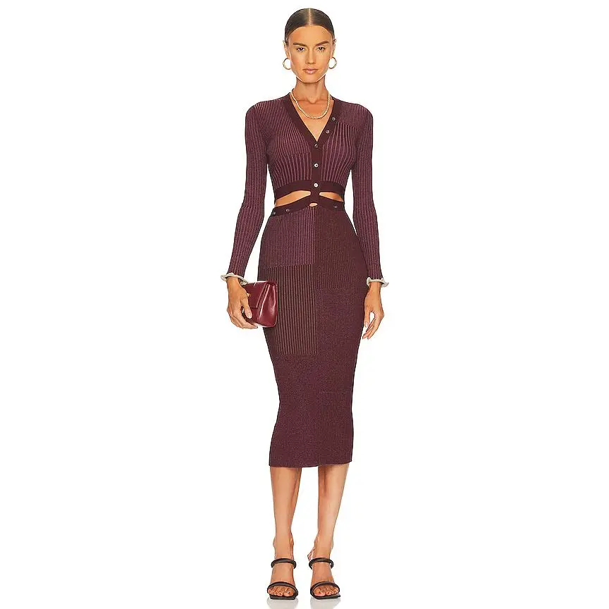 JONATHAN SIMKHAI Jonie Midi Dress in Mulberry Multi
