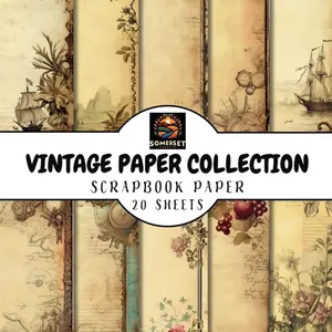 Scrapbook Paper: 20 Vintage Paper Sheets for Scrapbooking, Junk Journals, Card Making, Decoupage, Origami, Paper Crafts, DIY Projects and Mixed Media (Scrapbook Paper by Somerset Press) Paperback – October 22, 2023