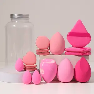 17PCS Makeup Storage Kit: 1 Travel Cosmetic Bucket + 16 Sponges Puffs Set,Latex-Free Blenders,Mineral Powder Applicators For Liquid,Cream,Powder,Valentine's Day,Travel Essential,Valentine's Gift,Room,Vacation Essentials,Gifts For Women