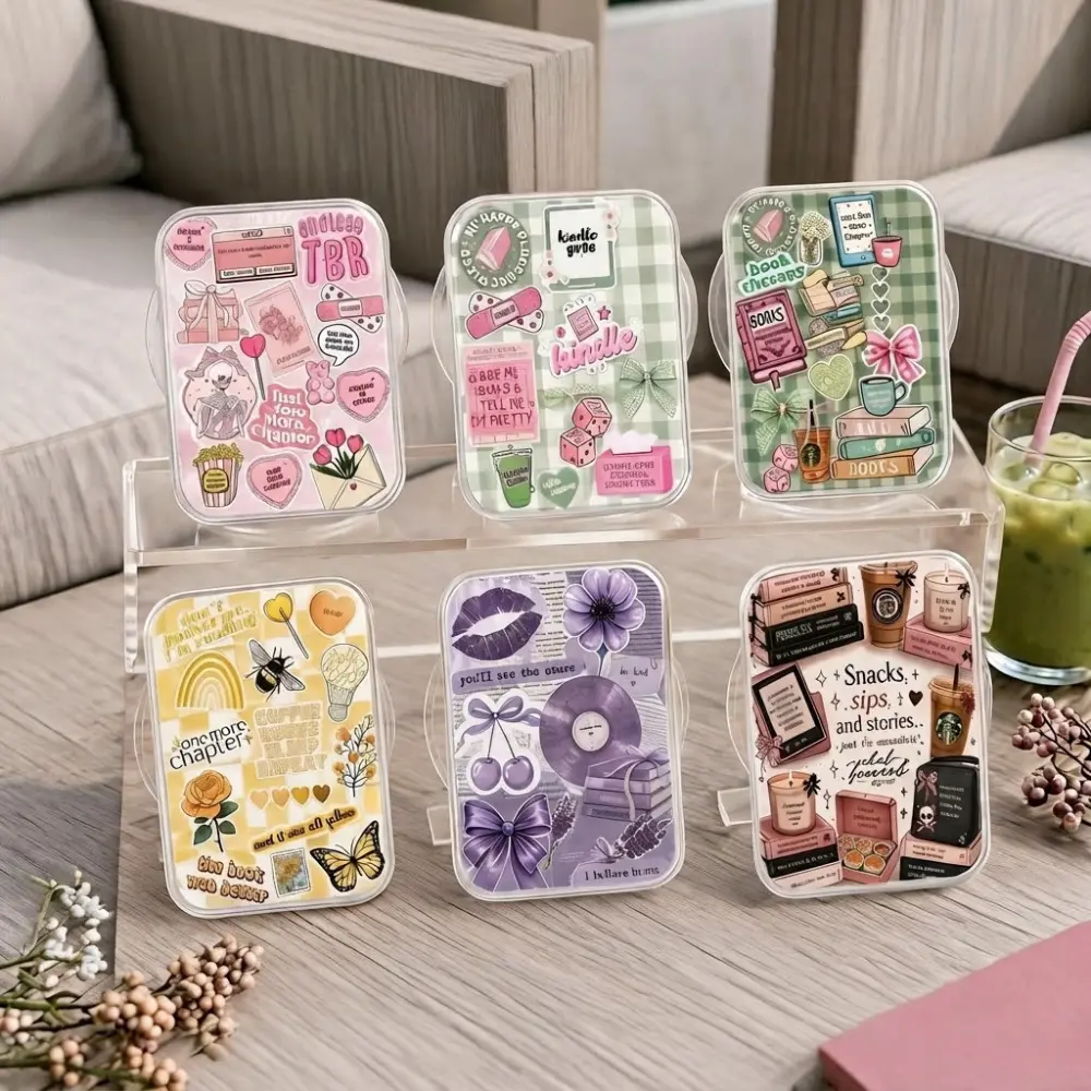 Cute Library Card Phone Grip Aesthetic Magnetic Phone Stand Holder For Book Lovers