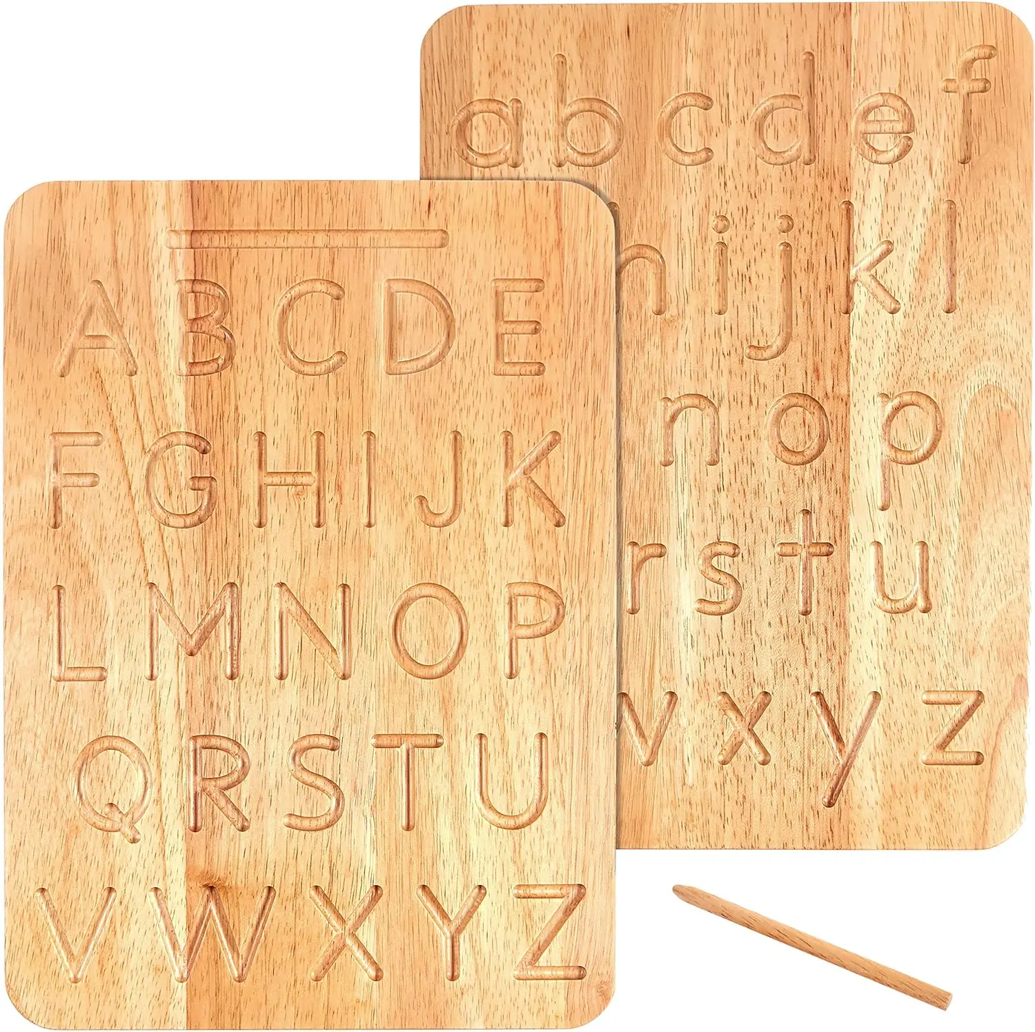 Wood Alphabet Tracing Board Montessori Letters - Wooden Letters - Large Print Letters for Toddler to Preschool