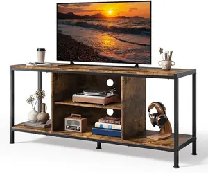 Gizoon TV Stand for TVs up to 65 Inch,Entertainment Center with Open Storage Shelves, TV Media Console Table for Living Room and Bedroom, Rustic Brown