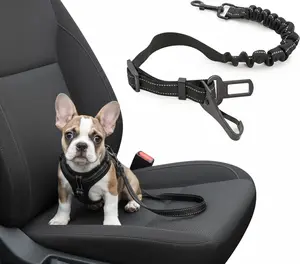 Dog Seat Belt, Durable & Retractable Dog Car Harness, Adjustable Dog Seat Belt for Vehicle, Nylon Pet Safety Seat Belts, Heavy Duty & Elastic