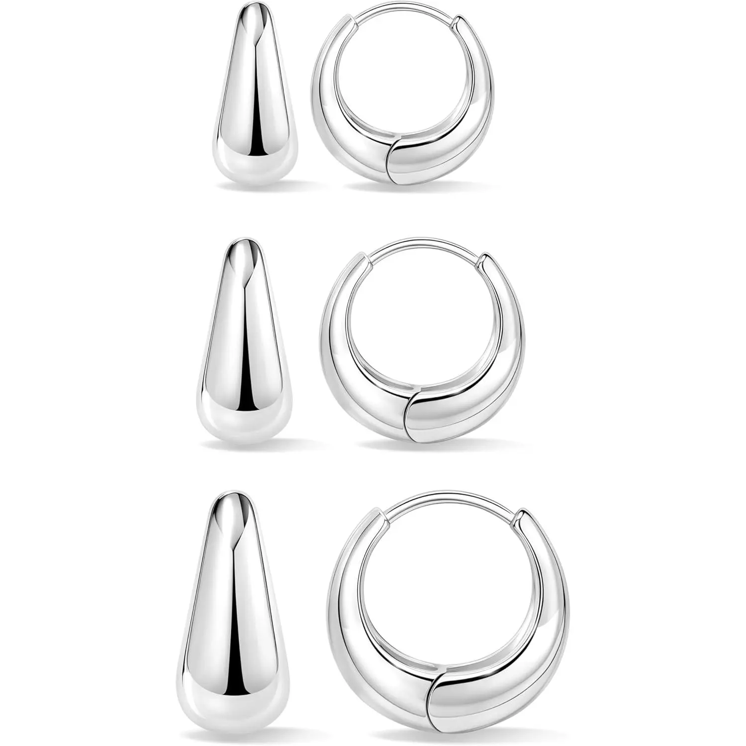 Silver-chunky hoops 6 8 10