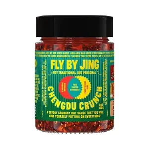 FLYBYJING Extra Crunchy Chili Crisp - Gourmet Spicy Tingly Savory Chili Oil Sauce wExtra Crunch - Versatile Sichuan Hot Sauce and Topping - All Natural Vegan and Nut Free, 6oz (Pack of 1)