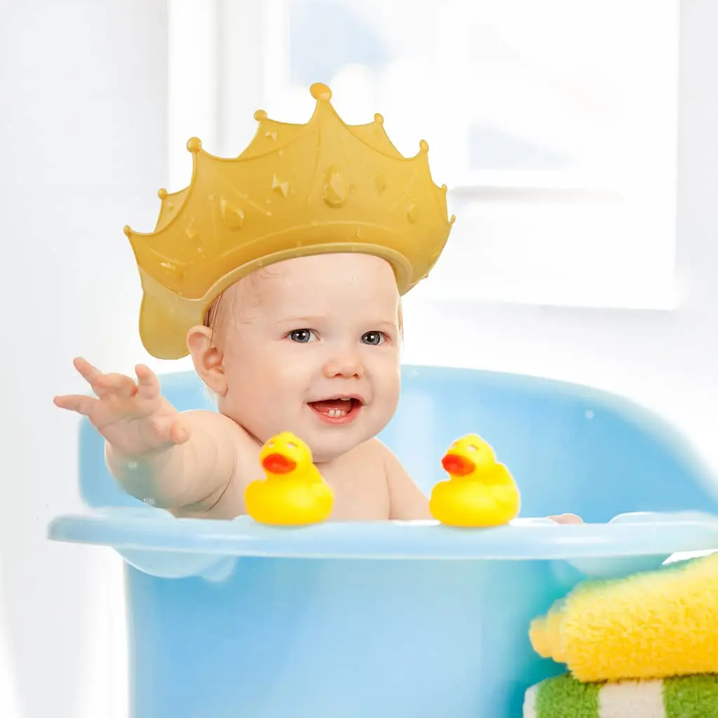 2PCS Baby Shower Cap for Kids, Adjustable Baby Hair Washing Shield Toddler Visor Hat for Eyes and Ears Protection Shampoo Cap for 0-9 Years Old Children
