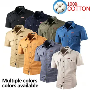 Single item: Summer outdoor casual short-sleeve work shirt with multiple pockets, lightweight fit—an ideal gift for men.