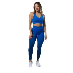 Bright Colors 2-Piece Sportswear Set with Tummy Control and Cross-Back Top, Plus Scrunch Butt Lifting Features.