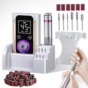 Nail Drill, Portable Electric Nail File 45000RPM, Rechargeable Nail Drill Professional with Bits & Base, for Acrylic Gel Nails, E-File Machine, Manicure Polishing, for Salon Home